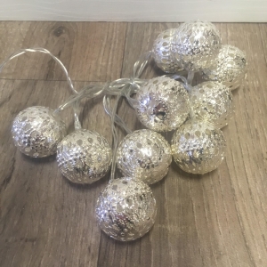 Vánoční osvětlené světelné řetězy LED koule 165cm