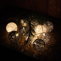 Vánoční osvětlení - řetěz šedé/bílé kuličky 180cm