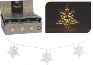 Vánoční osvětlení světelné řetězy LED hvězdy bílé 165cm