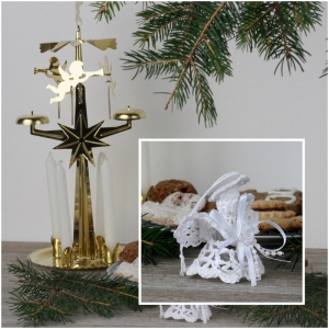 Vánoční ozdoba háčkovaný anděl 5cm