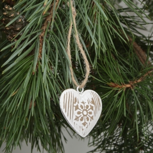 Vánoční ozdoba - kovové srdce 4,5cm (sada 6ks)