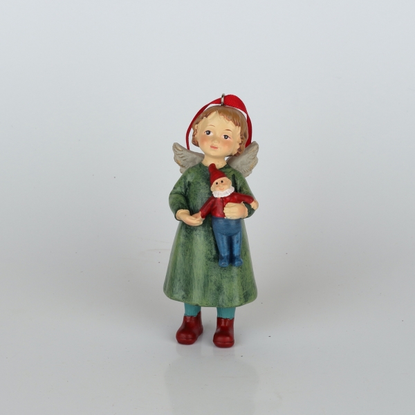 Vánoční ozdoba na stromeček andílek se skřítkem 4x10x4cm