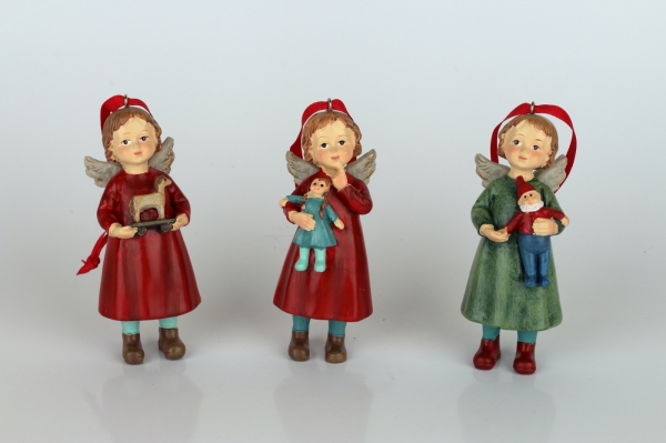 Vánoční ozdoba na stromeček andílek se skřítkem 4x10x4cm