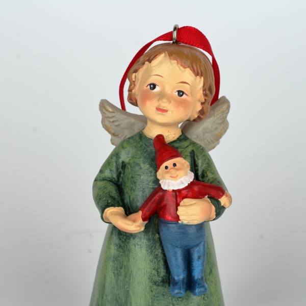 Vánoční ozdoba na stromeček andílek se skřítkem 4x10x4cm