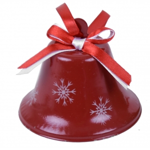 Vánoční ozdoba na stromeček zvonek s mašlí červený