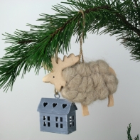 Vánoční ozdoba - sob sv. hnědý 13x10cm