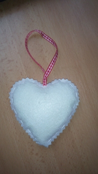 Vánoční ozdoba - srdce filc červené 1ks - POŠKOZENO