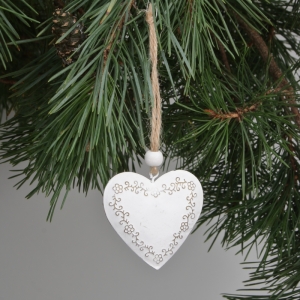 Vánoční ozdoba srdce kovové zdobené sada 3ks