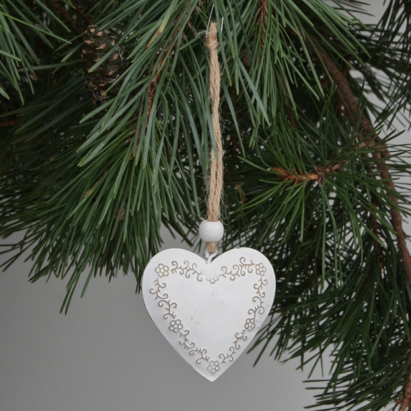 Vánoční ozdoba srdce kovové zdobené sada 3ks