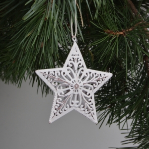 Vánoční ozdoba vločka bílá 9cm