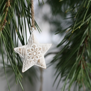 Vánoční ozdoby kovové hvězdy 4,5cm (sada 6ks)