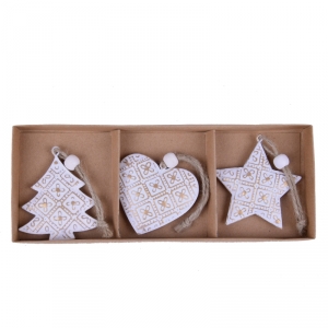 Vánoční ozdoby kovové s ornamentem (sada 3ks)