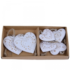 Vánoční ozdoby kovové srdce malé / velké (sada 6ks)