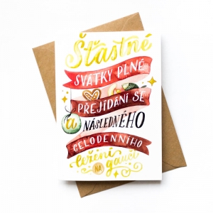 Vánoční přání Šťastné svátky plné přejídání se