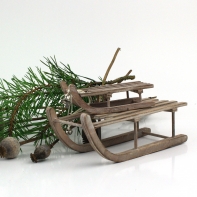 Vánoční sáně hnědé velké 5,5x19x8cm