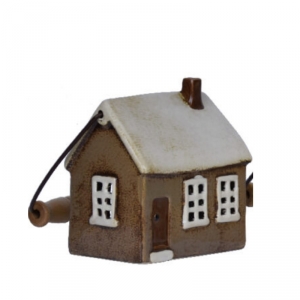 Vánoční svícen do okna domeček hnědý