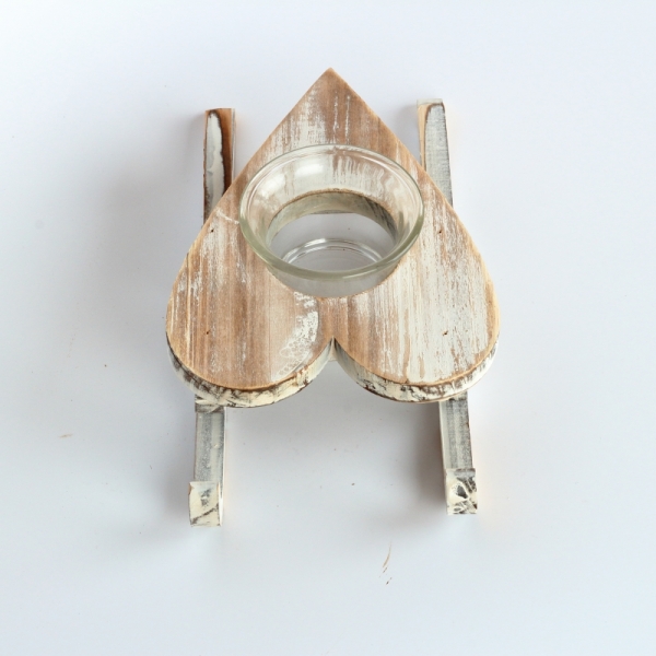 Vánoční svícen na čajovou svíčku srdce 22cm 