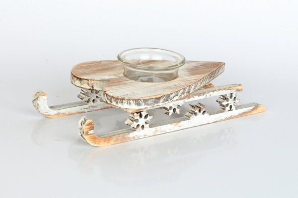 Vánoční svícen na čajovou svíčku srdce 22cm 