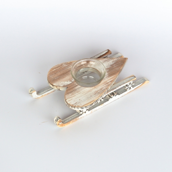 Vánoční svícen na čajovou svíčku srdce 22cm 