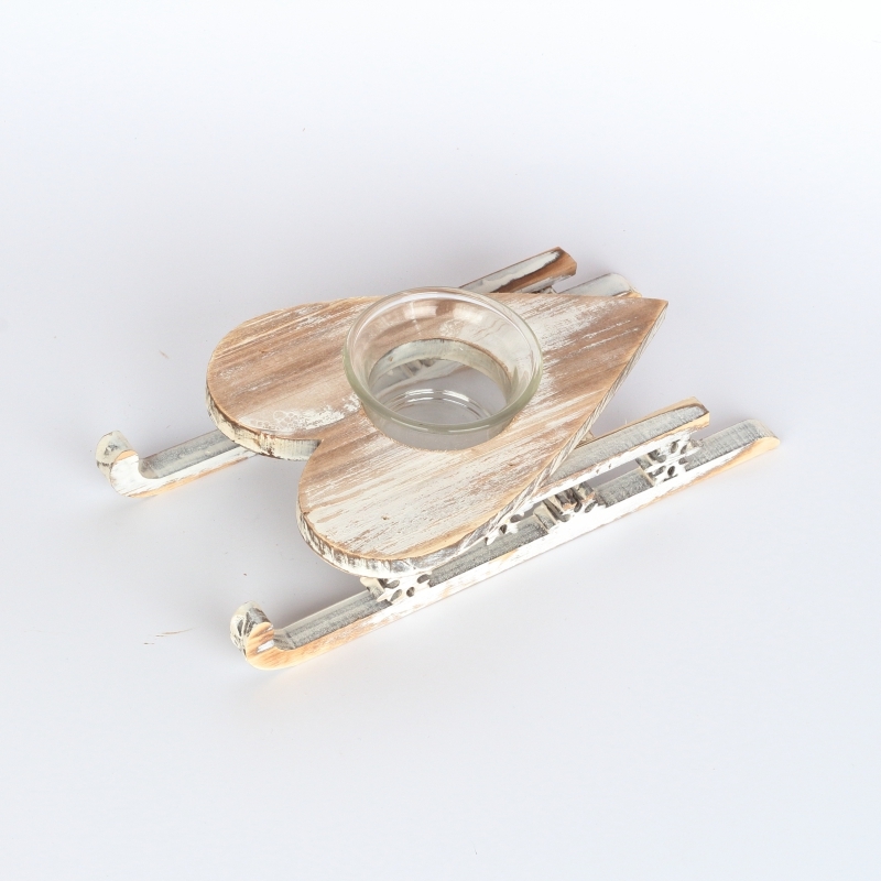 Vánoční svícen na čajovou svíčku srdce 22cm 