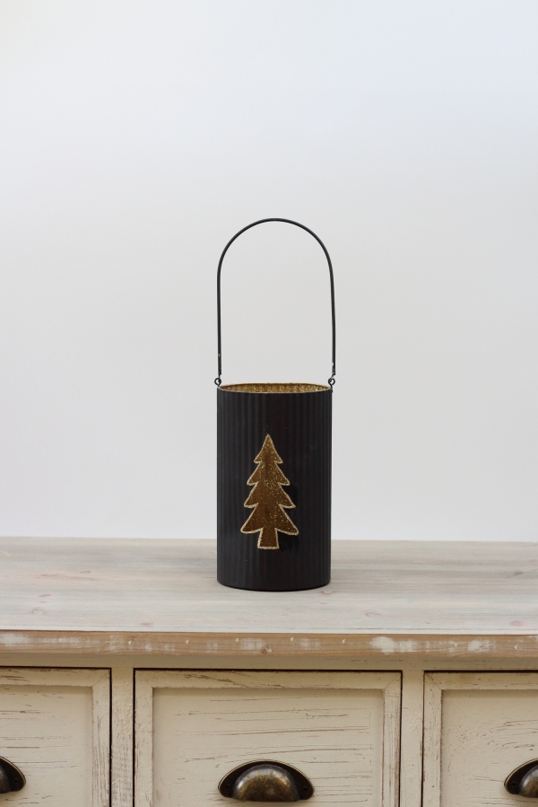 Vánoční svícen se stromkem 19cm, černo-zlatý