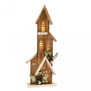 Vánoční svítící dekorace domeček - natur