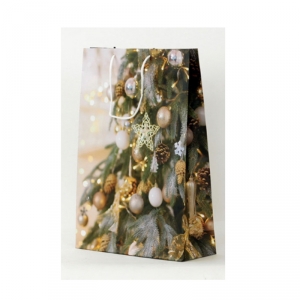 Vánoční taška na dárek zlatý strom 33x9,6x41cm