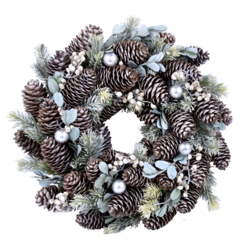 Vánoční věnec na dveře přírodní 32x32x7cm