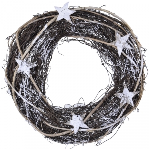 Vánoční věnec z větviček s hvězdami 37cm 