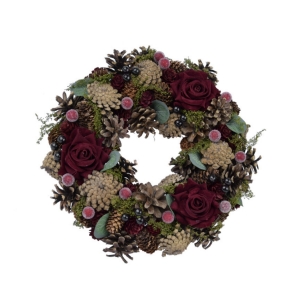 Vánoční věneček s růžemi 28x28x6cm