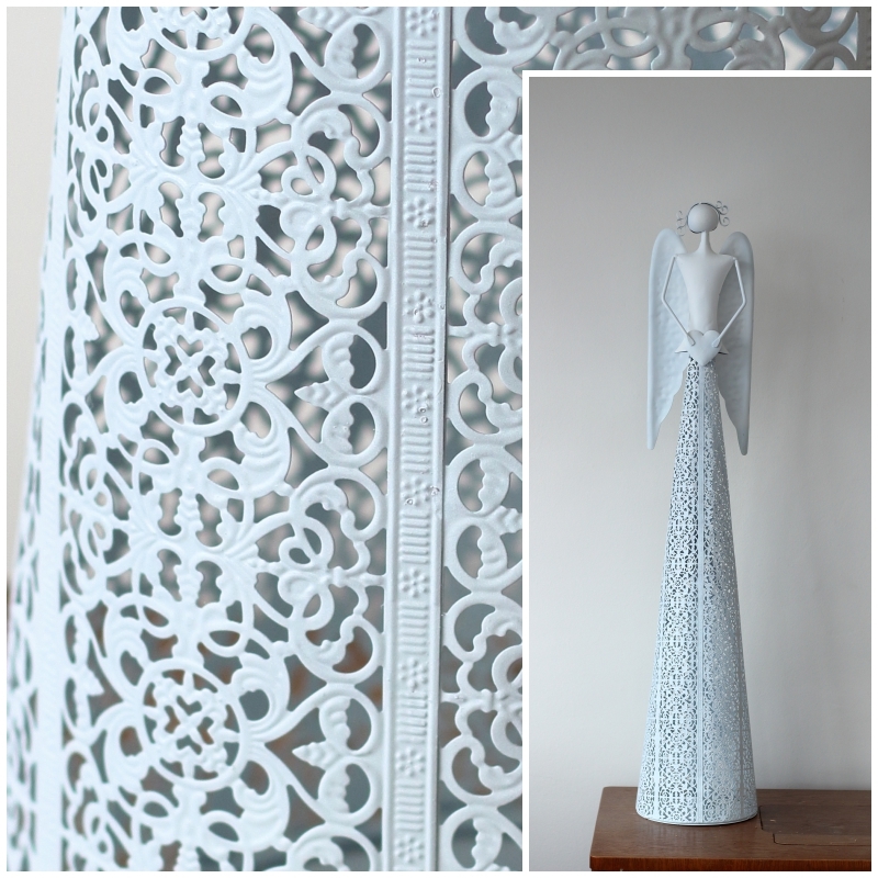 Vánoční výzdoba inspirace kovový anděl se srdcem