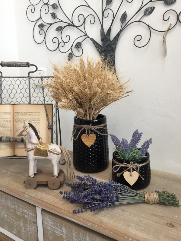 Váza se srdcem keramická tmavá 12×17,5×12cm