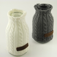 Váza + vlněný návlek barva šedá