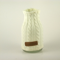 Váza + vlněný návlek bílá vlna