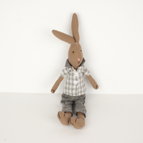 Velikonoční dekorace látkový zajíc v košili 38cm