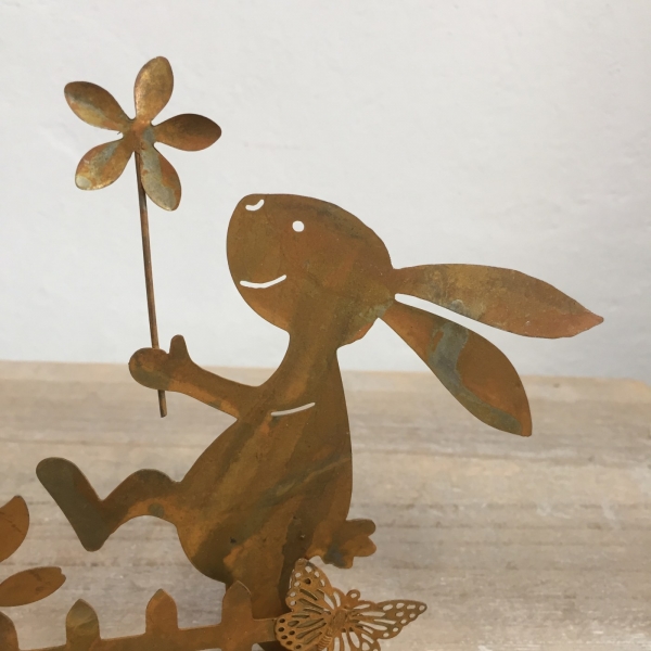 Velikonoční dekorace na stůl zajíc 14x12,5x3,5cm