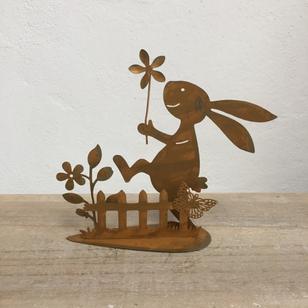 Velikonoční dekorace na stůl zajíc 14x12,5x3,5cm