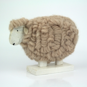 Velikonoční dekorace ovce z vlny béžová 25cm