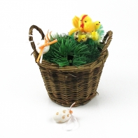 Velikonoční dekorace proutěný koš 16x12cm
