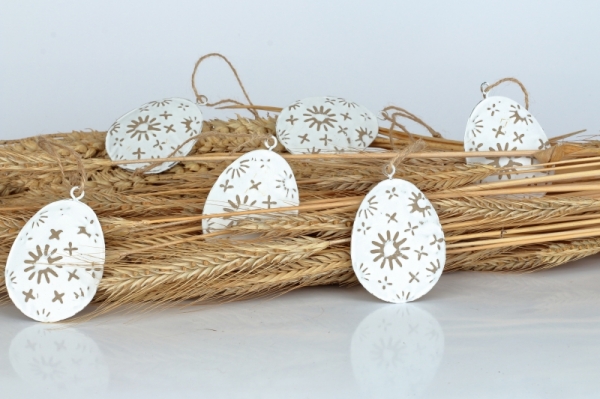 Velikonoční vajíčka kovová 6ks 7x5cm