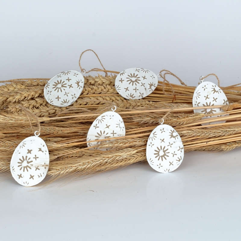 Velikonoční vajíčka kovová 6ks 7x5cm