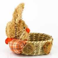 Velikonoční zajíc nůše sláma oranžový