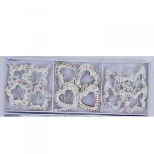 Velikonoční závěsné dekorace kovové bílé 12ks