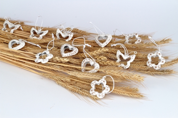 Velikonoční závěsné dekorace kovové bílé 12ks