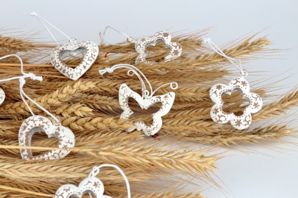 Velikonoční závěsné dekorace kovové bílé 12ks