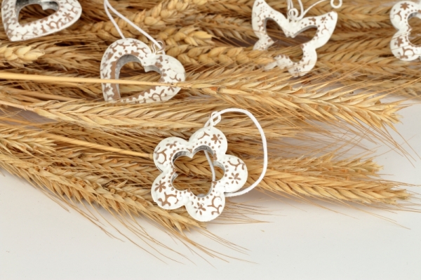 Velikonoční závěsné dekorace kovové bílé 12ks