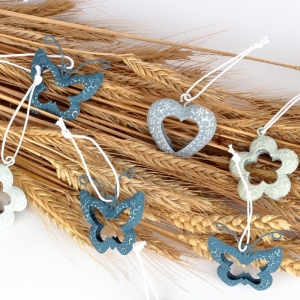 Velikonoční závěsné dekorace kovové šedé 12ks