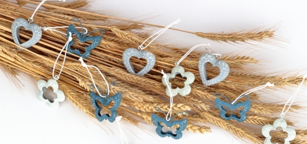 Velikonoční závěsné dekorace kovové šedé 12ks