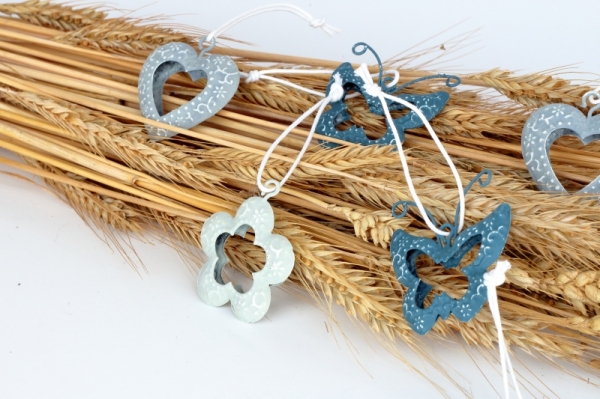 Velikonoční závěsné dekorace kovové šedé 12ks