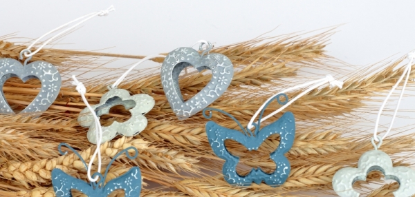 Velikonoční závěsné dekorace kovové šedé 12ks